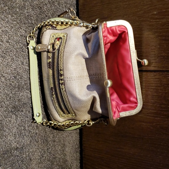 Coach Beige with Green Snake Detail Handbag - Picture 2 of 4